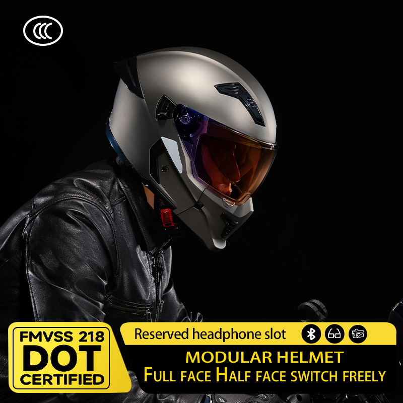 BYB/RNG Matte Black Carbon Motorcycle Helmet Cascos Para Motos Adult Full Face Modular Flip Up Helmet Motocross Helmet Sunscreen Mask Helmet DOT Approved