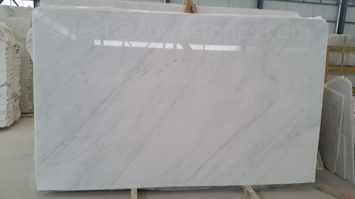 Chinese Factory Cheap Price Natural Pure Oriental White Eastern Carrara Calacatta Volakas Marble Carpet Slab Tiles
