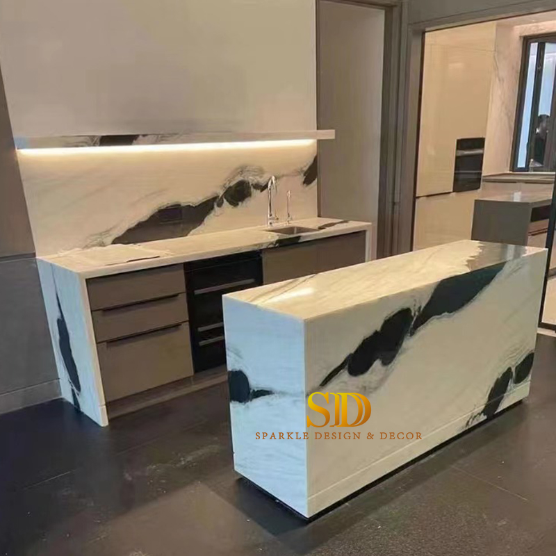 Manufacture Custom Made Panda White Marble for Countertop and Backsplash