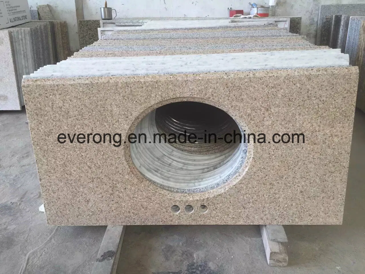 G682 Yellow Granite Stone Bathroom Vanity Top and Backsplash Share