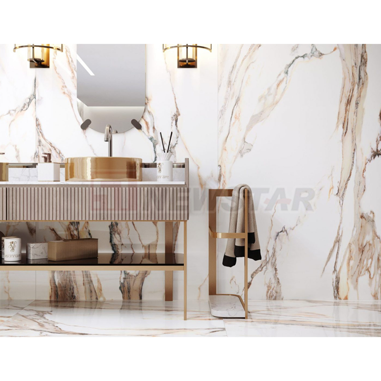 Newstar Calacatta Gold Veined Porcelain Slab for Wall and Floor Applications