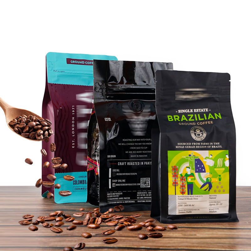 Matte Black Aluminum Foil Mylar Bags Smell Proof Aroma Proof Resealable Zipper for Herb Coffee Tea Custom Packaging Bag