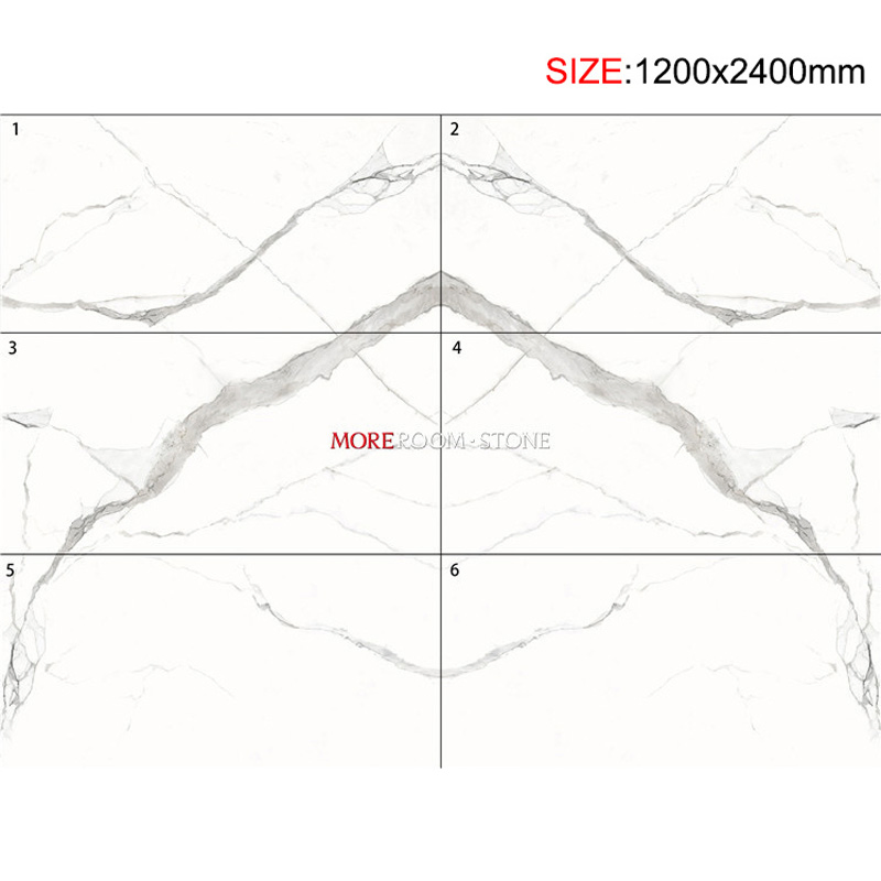 Interior Exterior Wall and Floor Large Format Calacatta Staturio Carrara White Marble
