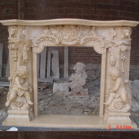 Hot Selling Home Use White Indoor Decoration Stone Marble Fireplace Mantel