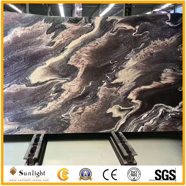 Luxury Cheap Landscape Purple Lilac Rosso Luana Bookmatch Marble for Floor, Background