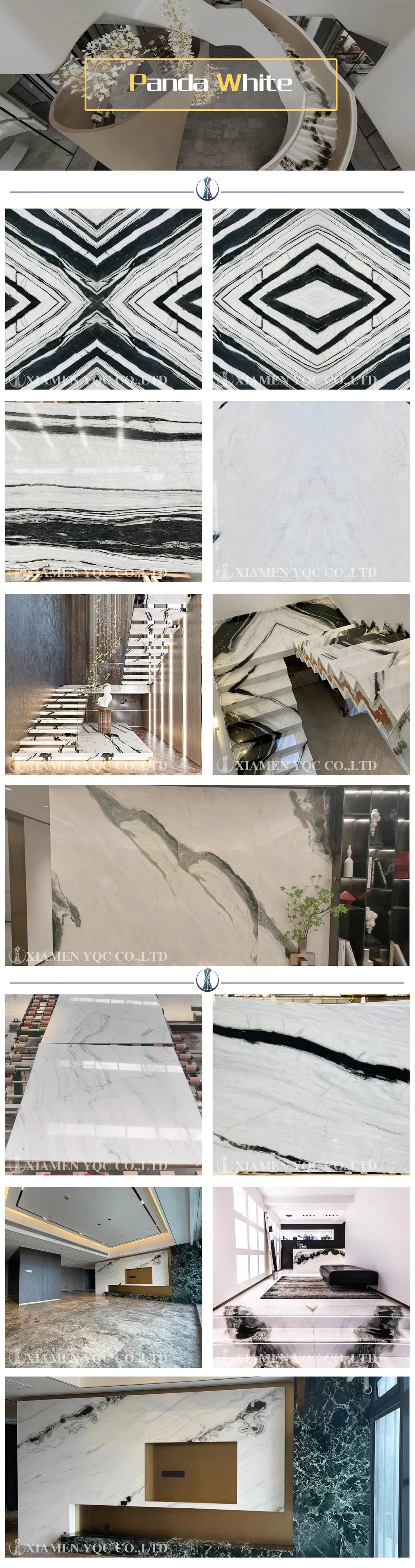 Polished Panda White Marble Bookmatch Slabs