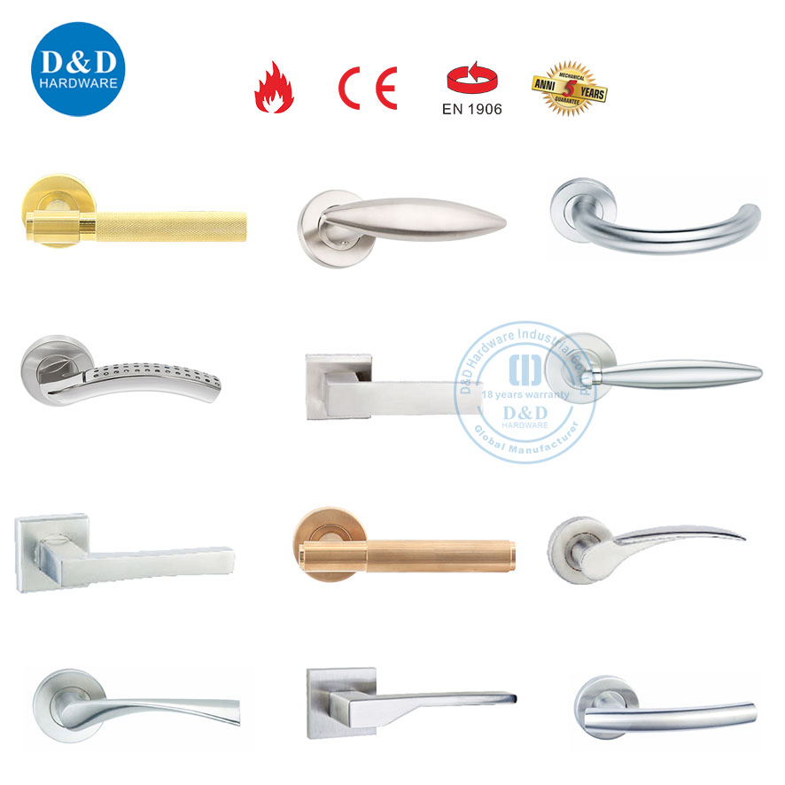 High Quality Stainless Steel Solid Exterior Interior Luxury Hardware Tube Cabinet Furniture Handle Glass Pull Modern Bedroom Lock Alloy Lever Black Door Handle