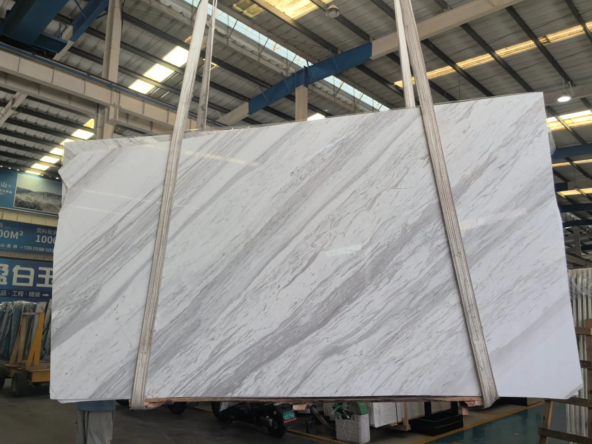White Marble Slab Supplier Volakas White Bookmatch Grey Veins