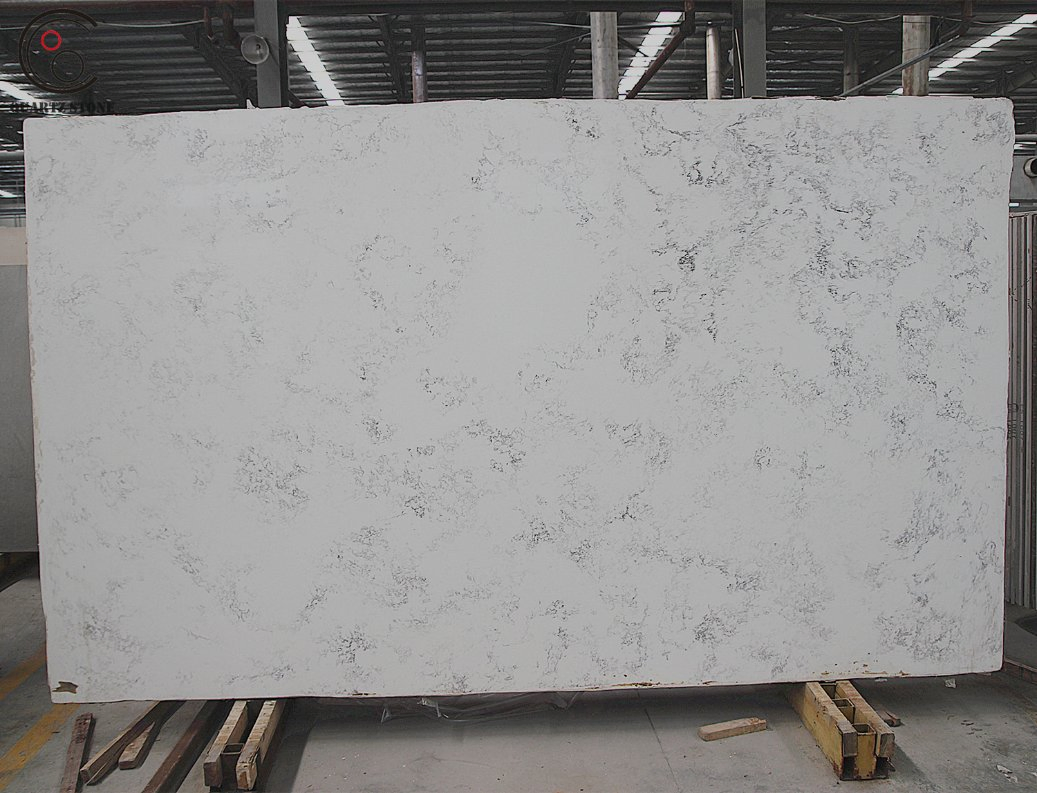 Carrara Marble-Looking Veined Quartz Stone Slab for Countertop