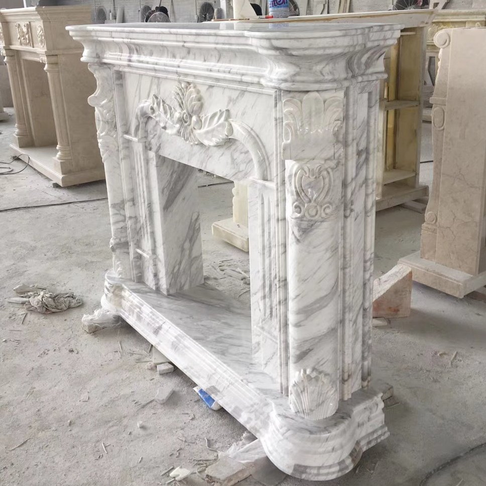 French Style Antique Marble Fireplace Mantel