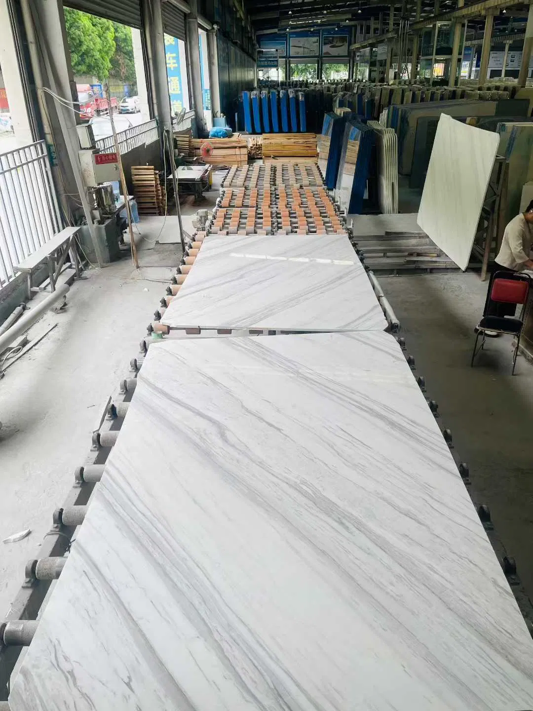 White Marble Slab Supplier Volakas White Bookmatch Grey Veins