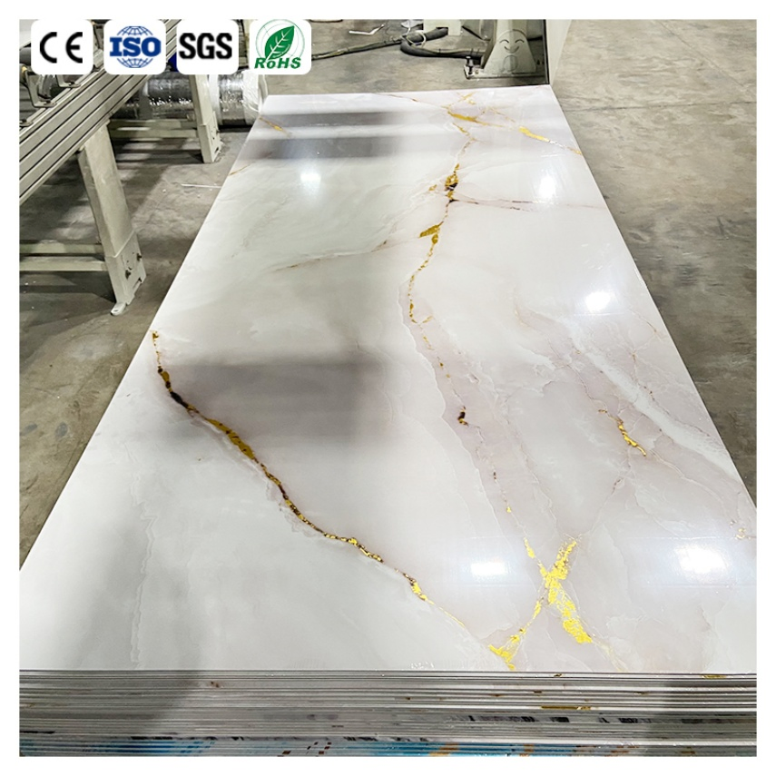 1220mm*2440mm PETG Color Laminated Marble Carbon Crystal Co-Extrusion Interior Bamboo Charcoal Wall Panel for Hotel Villa