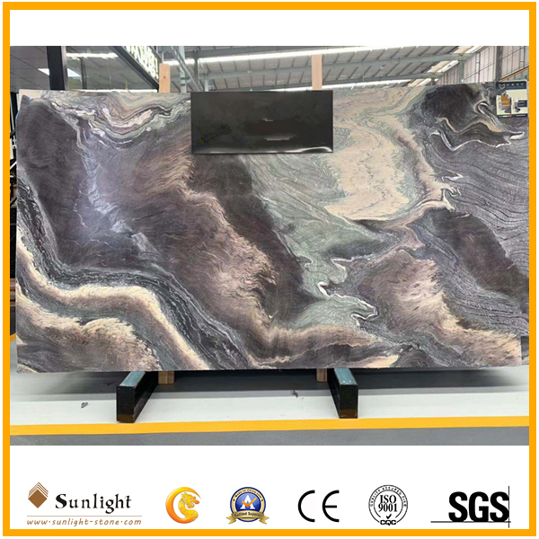 Luxury Cheap Landscape Purple Lilac Rosso Luana Bookmatch Marble for Floor, Background