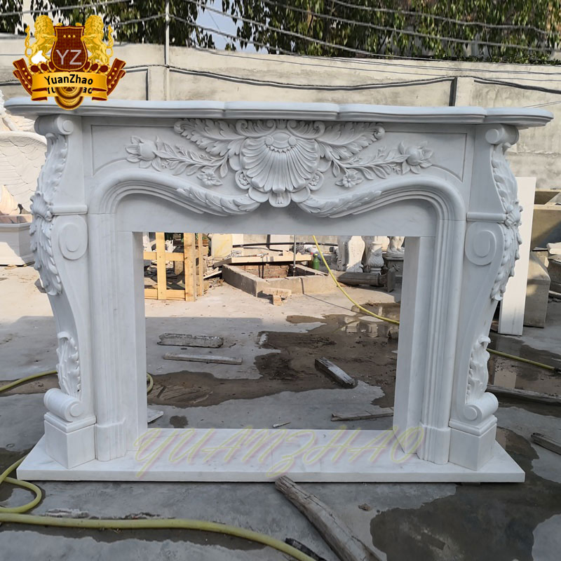 Hot Selling Home Use White Indoor Decoration Stone Marble Fireplace Mantel