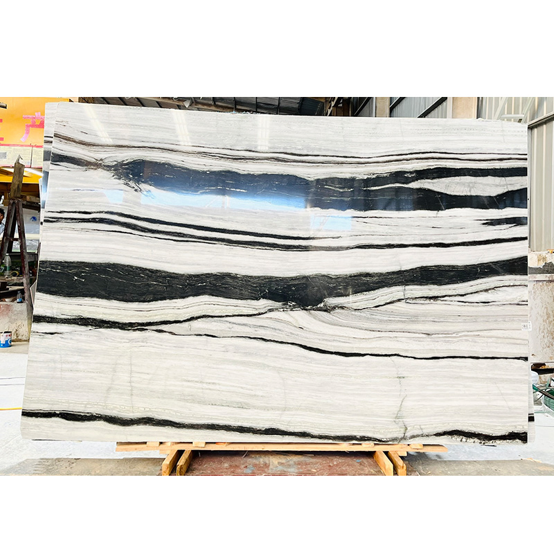 China Polished Marble Stone Bookmatch Slabs Panda White Marble for Interior Floor/Wall Tiles Countertop/Vanity Top/Stairs Wholesale Price