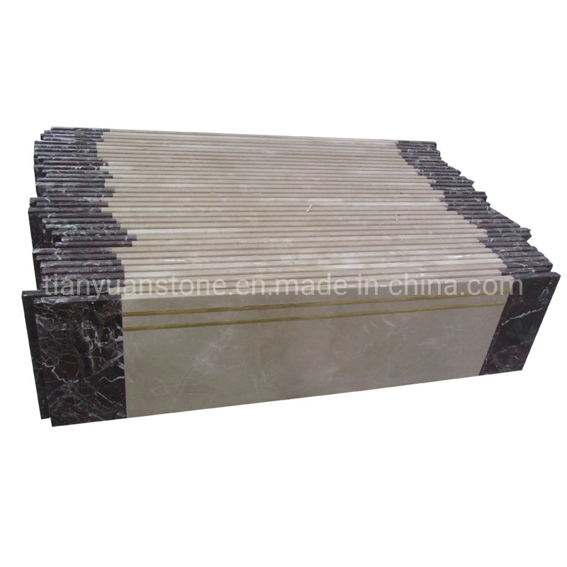 Mixed Color Dark Emperador and Sofiet Gold Marble Stair Tread