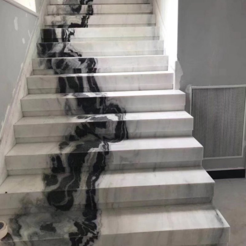 Interior Stone Panda White/Dalmata White Marble Granite Stair Tread