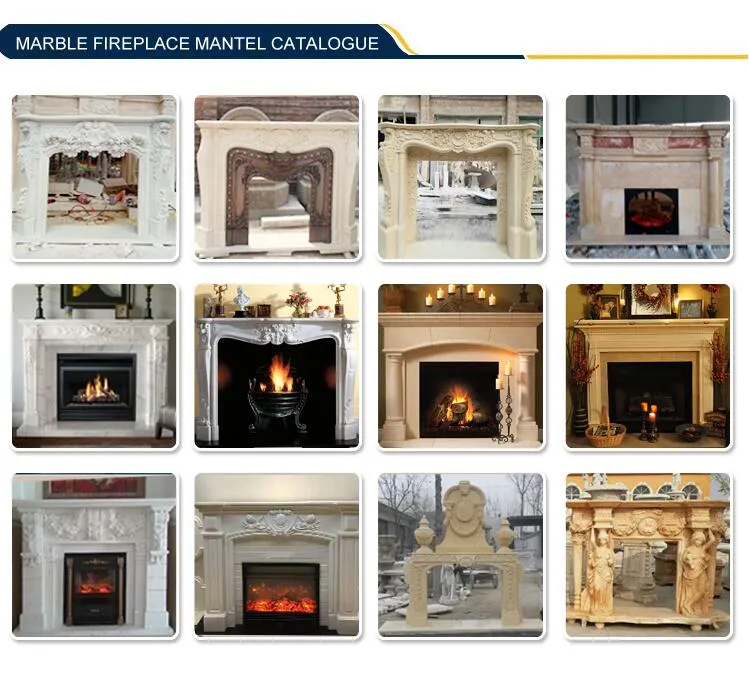 White Indoor Decoration Stone Marble Fireplace Mantel