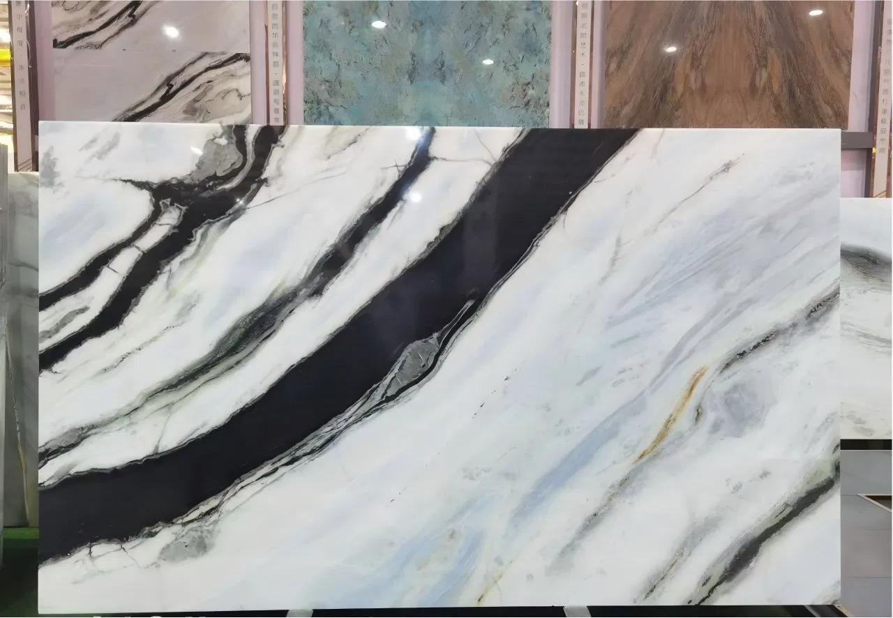 Bookmatch Natural Panda White Marble Slabs for Background Wall