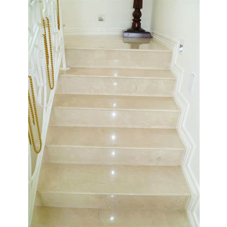 Classic Staircase Stairway Crema Marfil Luxury Beige Marble Stone Stair Step Tread