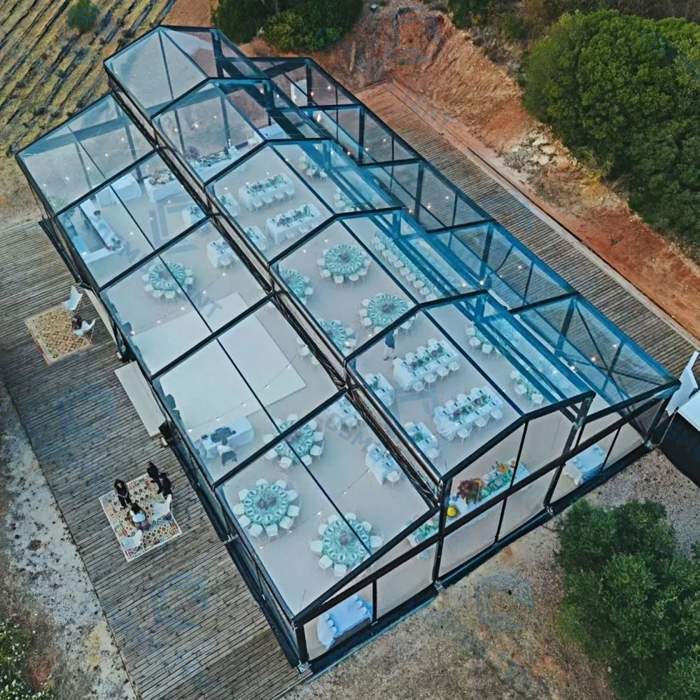 Outdoor Black Frame Clear PVC Cover Aluminum Luxury Transparent Marquee Wedding Party Event Atrium Tent for 500 People