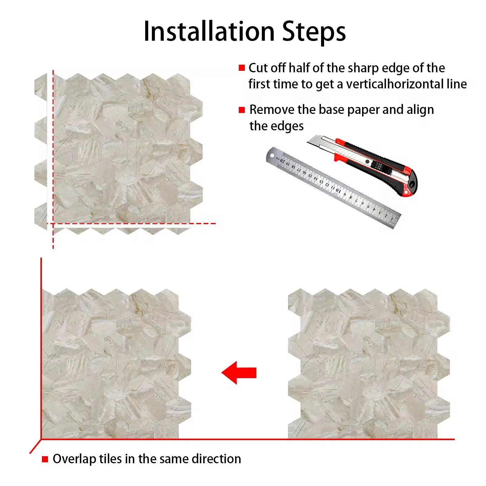 Peel and Stick Backsplash Tile, Beige Marble Mixed Metal 3D PVC Wall Tiles Stick on Backsplash for Kitchen and Bathroom Kitchen Tile Backsplash