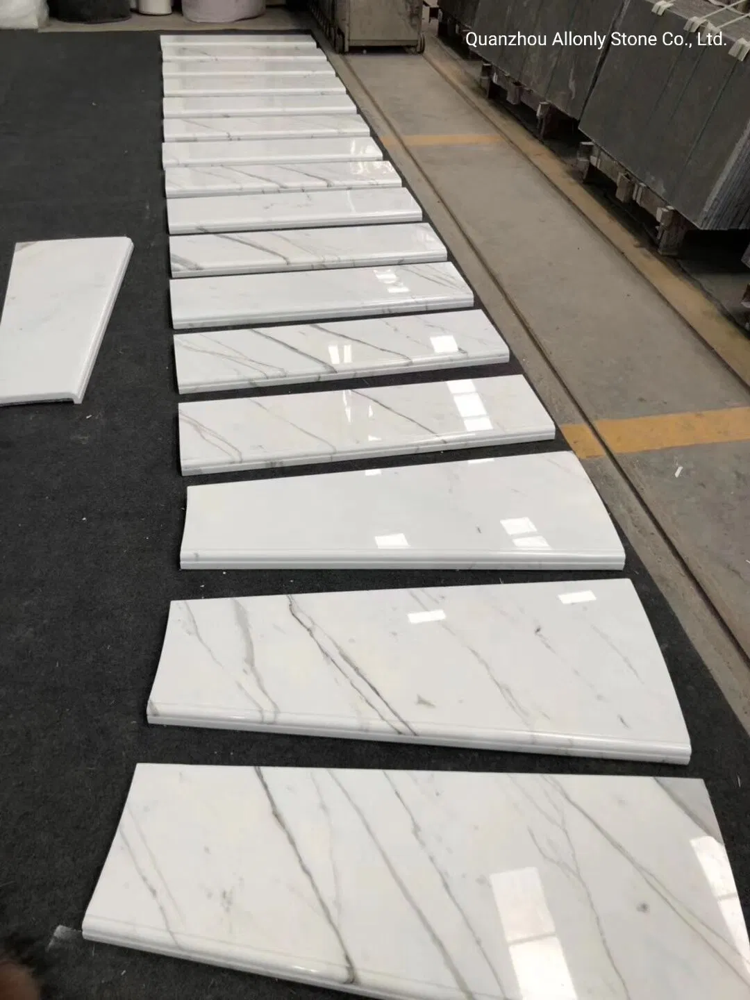 Luxury Villa Staircase Design Staturio White Marble Carved Stair Tread