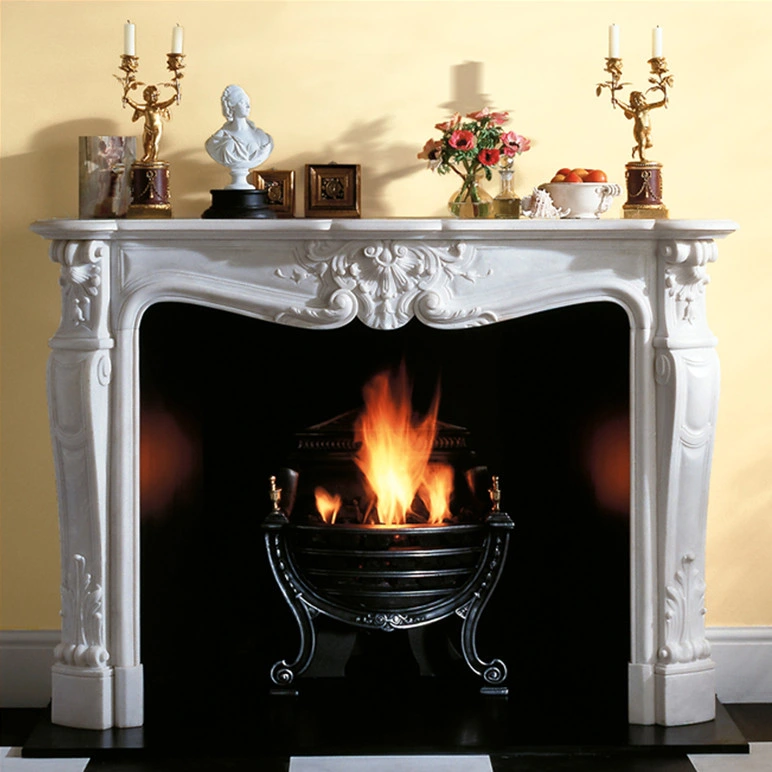 Hot Selling Home Use White Indoor Decoration Stone Marble Fireplace Mantel