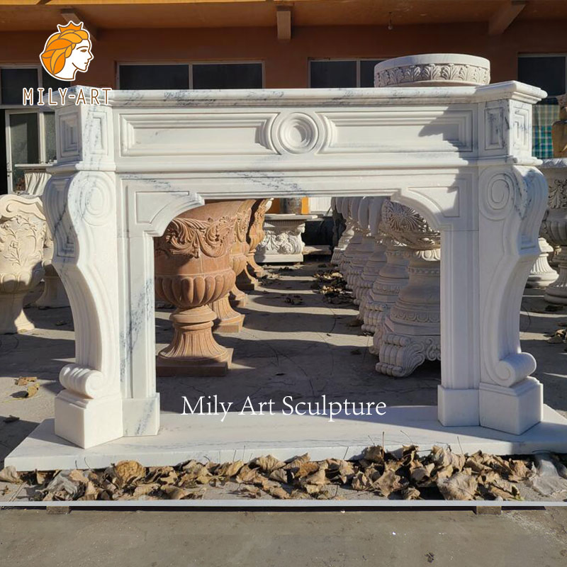 Indoor Decorative Marble Fireplace Mantel Fireplace Surround for Sale