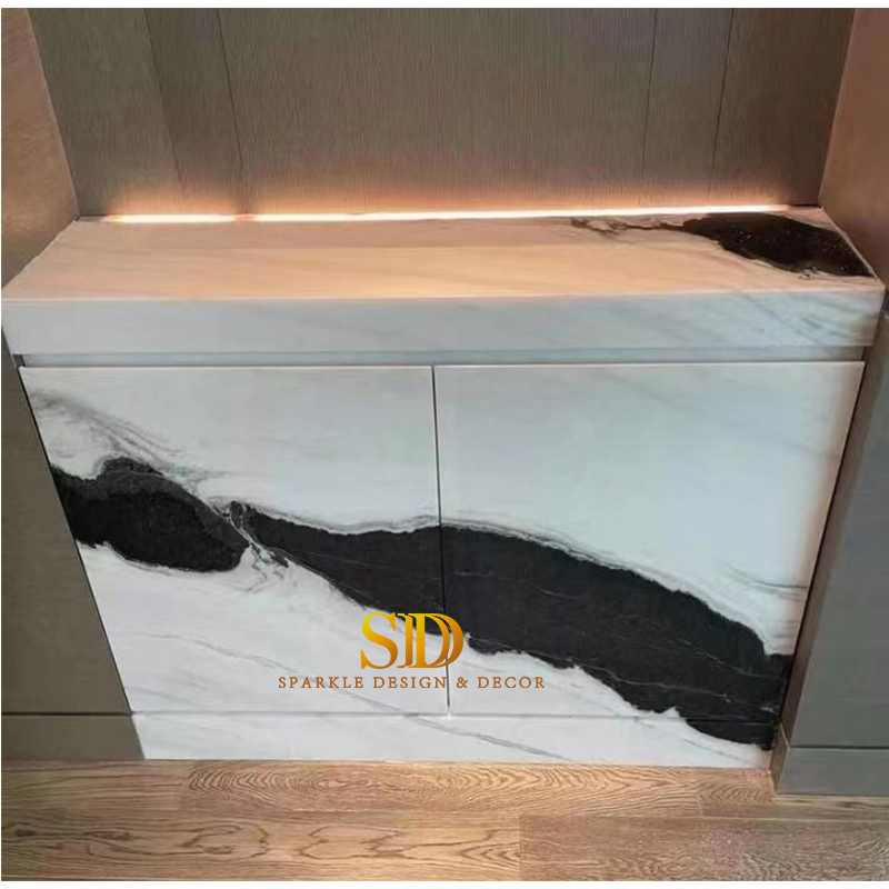 Manufacture Custom Made Panda White Marble for Countertop and Backsplash