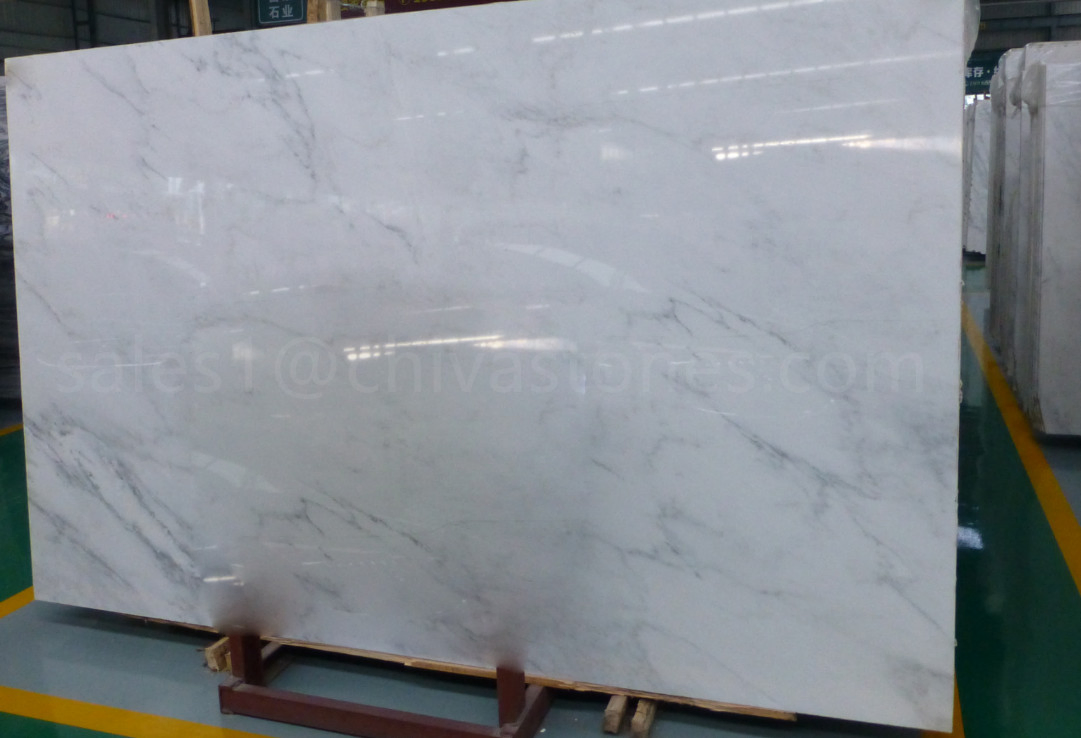 Chinese Factory Cheap Price Natural Pure Oriental White Eastern Carrara Calacatta Volakas Marble Carpet Slab Tiles