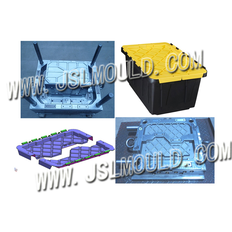Taizhou Custom Plastic Injection Mold Plastic Hinged Lid Storage Container Box Tote Mould