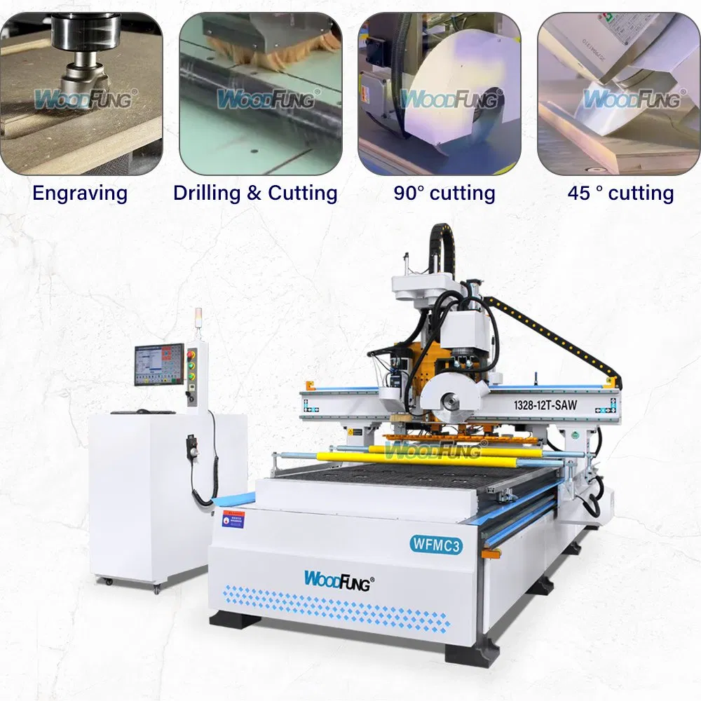 Automatic Tool Change (ATC) Wood CNC Router Machine with Syntec Motor for High-Volume Furniture Components MDF Door Production