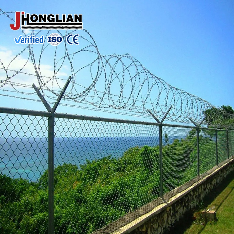 Floodlight Compatible Anti-Climb Razor Fence Security System