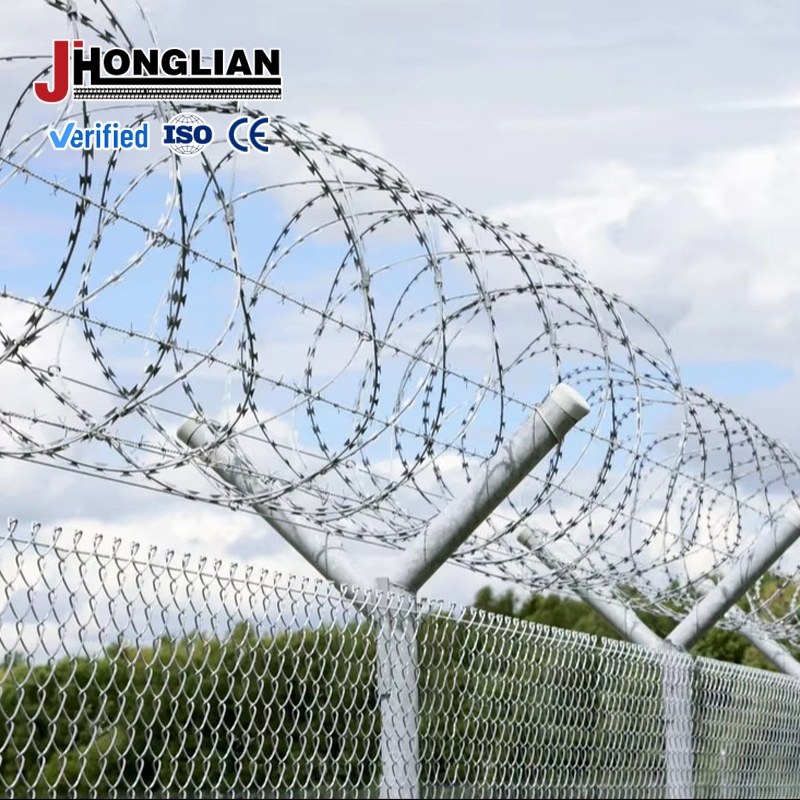 Floodlight Compatible Anti-Climb Razor Fence Security System