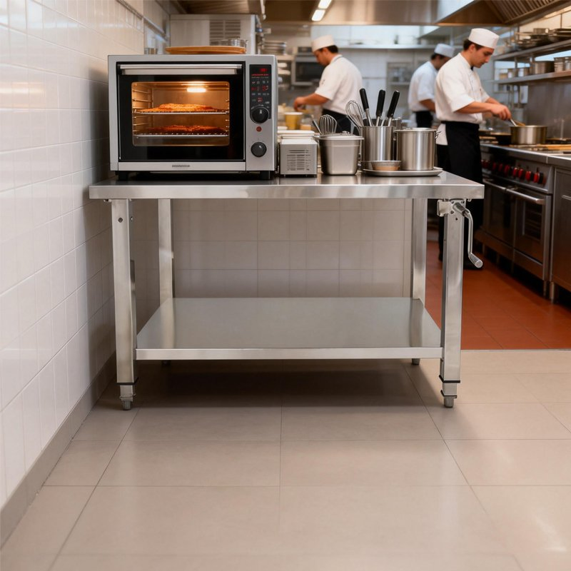 Heavybao CE Adjustable Height Commercial Stainless Steel Kitchen Elevating Work Working Table Restaurant Catering Equipment