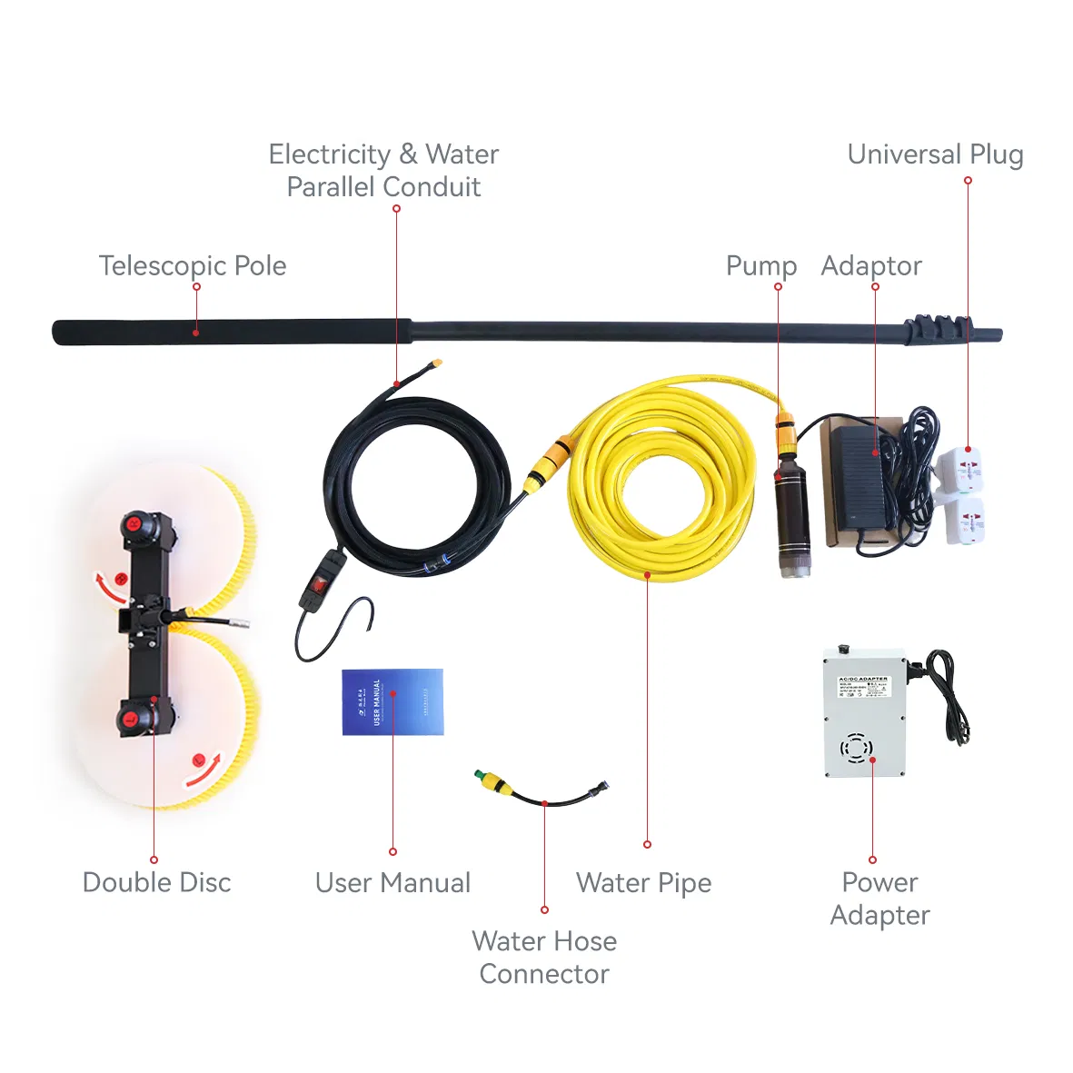 Electric Photovoltaic Cleaning Brush Equipment Double Head Solar Panel Cleaning Rotary Brush