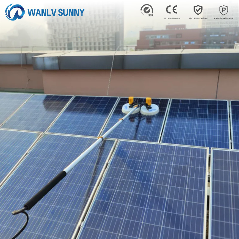 Cordless High-Pressure Solar-Panel-Cleaning-Machine Solar Cleaning Brush Cleaning Euqipment with Telescopic Pole