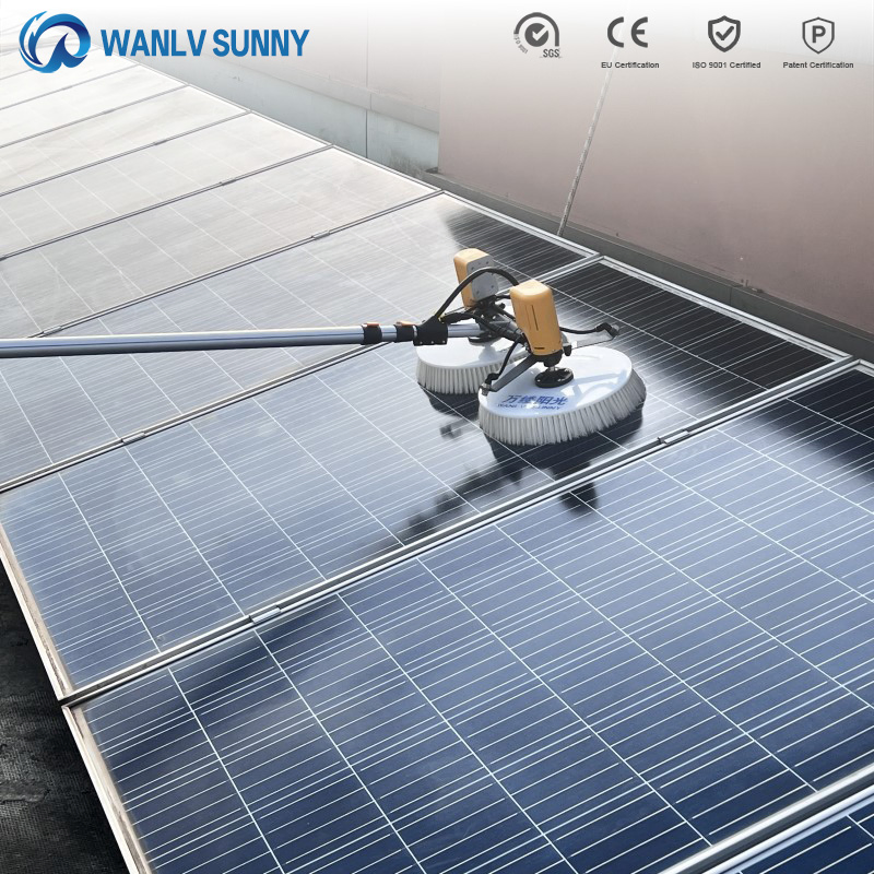 Battery-Powered Solar Panel Cleaning Brush Water-Fed Telescopic Pole Solar Cleaning Machine
