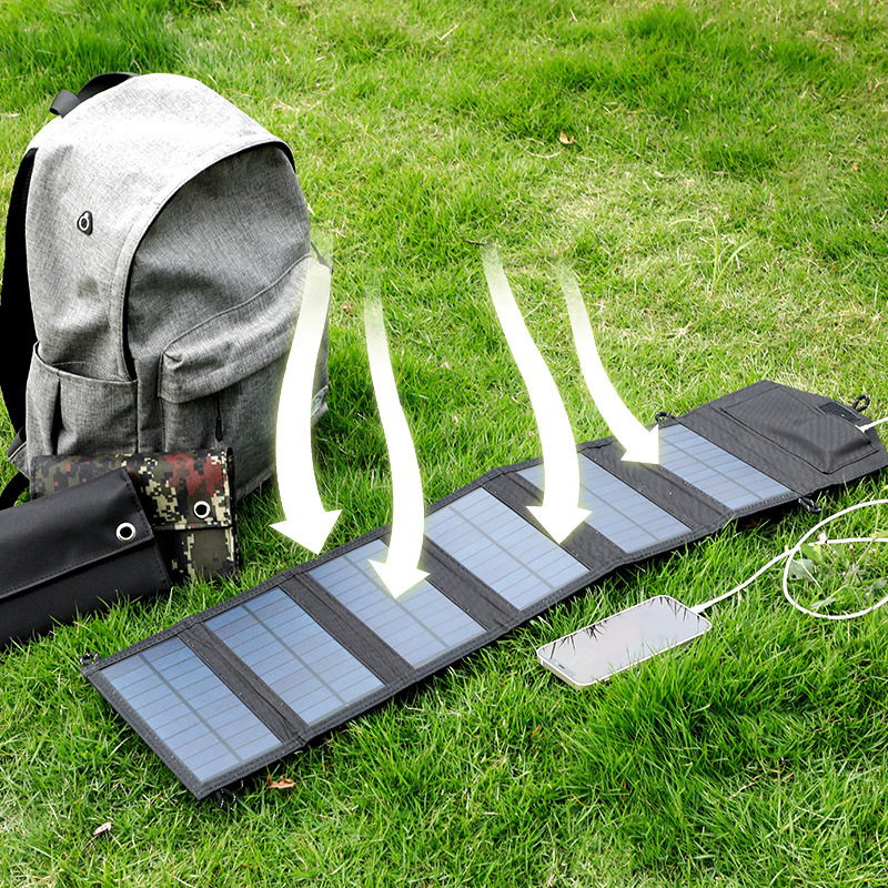 Small Solar Charger for Phone Wallet Size 8W Foldable Portable Hiking Solar Panel