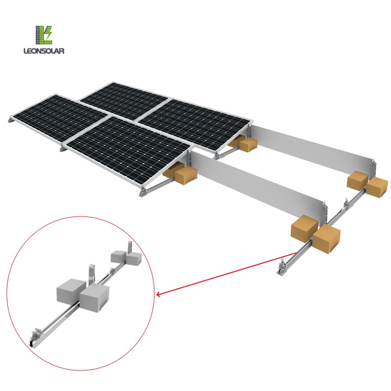 Solar Panel Mounting Bracket for Flat Roofs - Aluminum Tilt Design