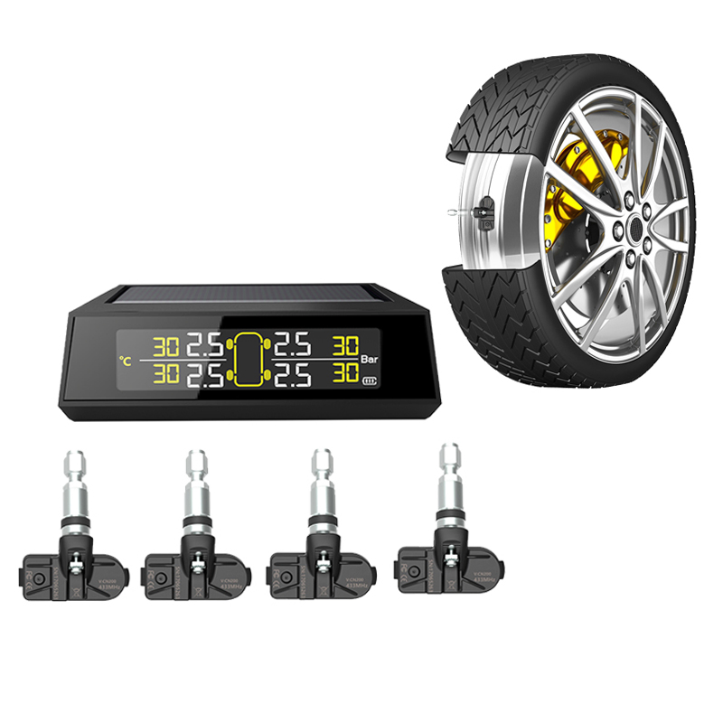 4 Wheels Universal Car Solar and USB Charge TPMS Tire Pressure Monitoring System
