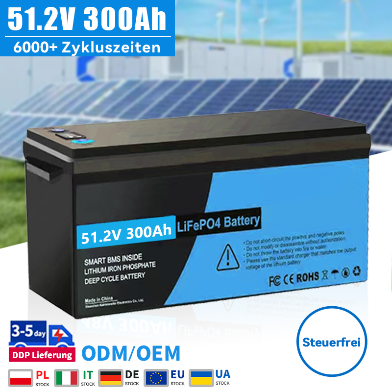 51.2V 300ah 200ah 100ah Industrial LiFePO4 Battery Pack with BMS, for Large Scale Solar Energy Storage, Telecom Base Stations and Microgrids