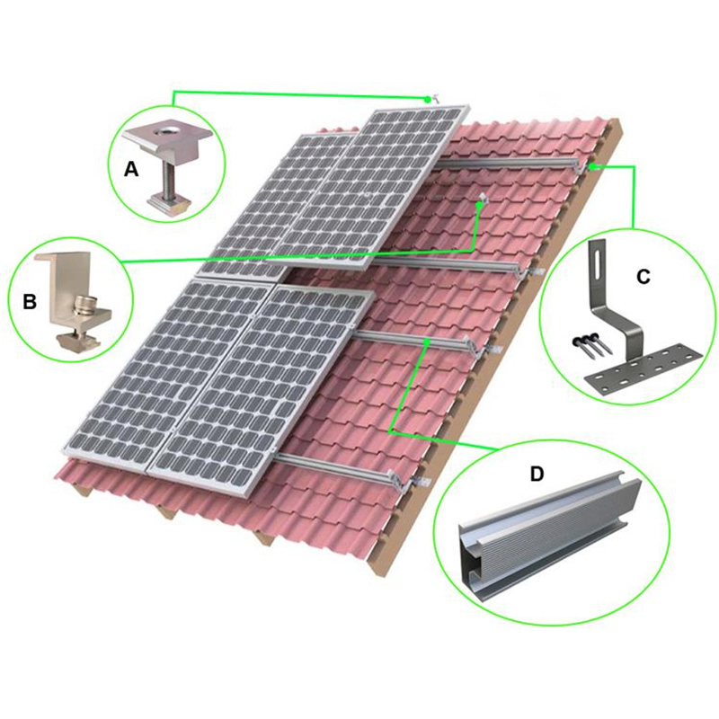 Solar Mounting Bracket Aluminum Alloy Flat Tile Roof Solar Panel Mount