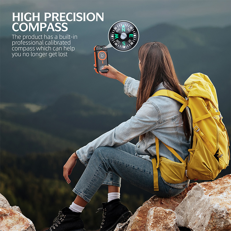 Wholesale 20000mAh Portable Wireless Magnetic Charger Solar Powerbanks with Compass