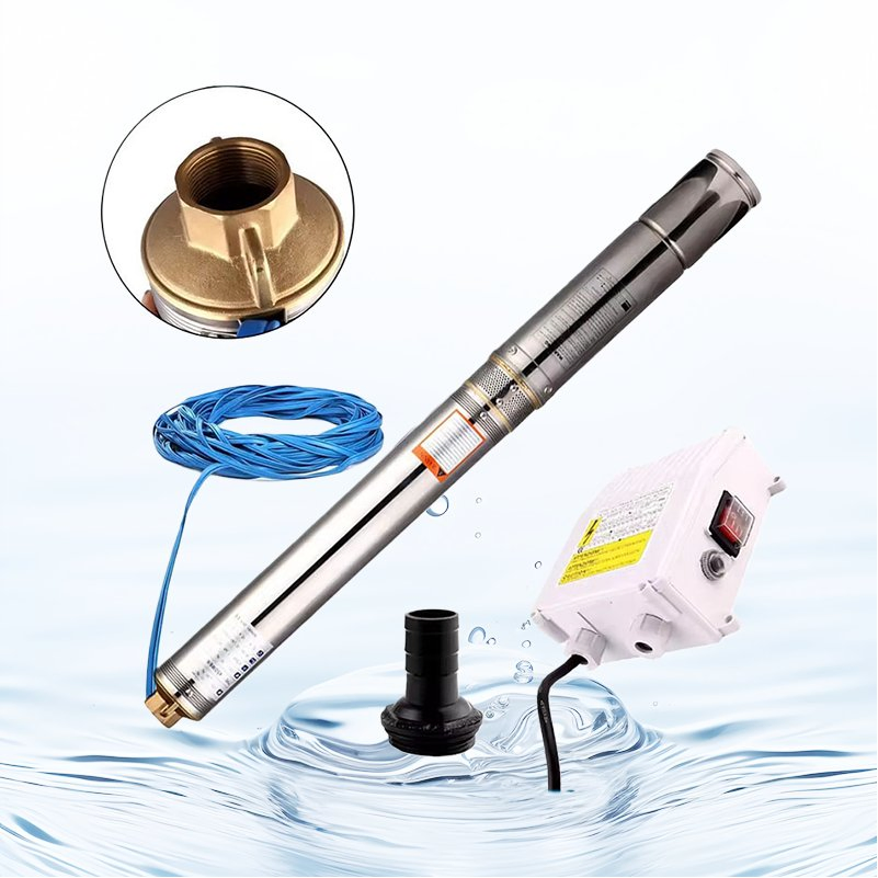 4 Inch 4000W 220V High Pressure 200 Meters Head High Flow Rate Agricultural Irrigation Solar Deep Well Full Water Pump
