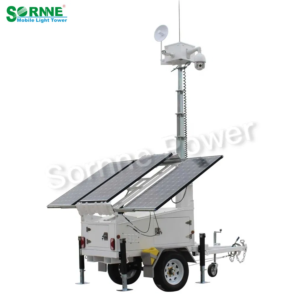 Factory Customized 3 Panels Solar Mobile Surveillance Trailer for Outdoor Monitoring