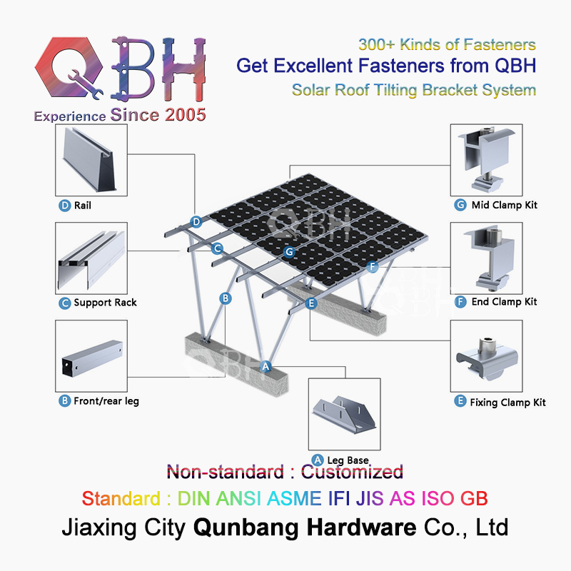 Qbh Customized 20 Years Life 10 Years Quality Assurance Home/Civil/Industrial/Commercial Photovoltaic PV Solar Power Energy System Panel Roof Solar Mounting