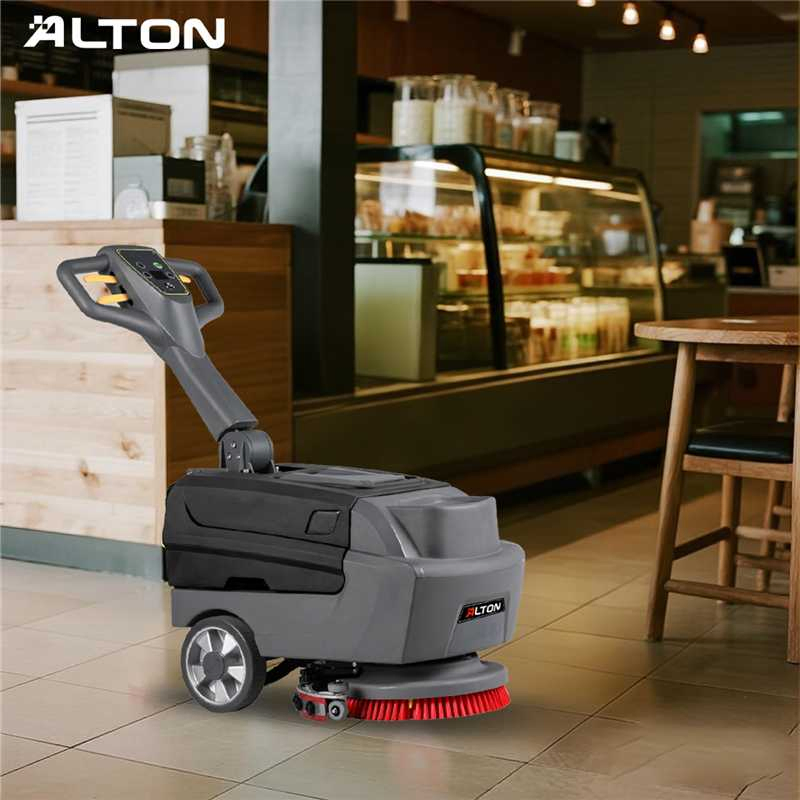 Electric Hand-Push Walk-Behind Floor Scrubber - Automatic Folding Cleaner for Professional Industrial/Commercial Floor Cleaning, Auto-Scrubbing for Spotless