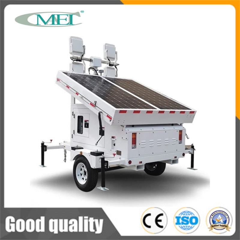 Good Quality Rainproof Floodlight Manual Lifting 7m or 9m Trailer Type Mobile Solar Monitoring Light Tower